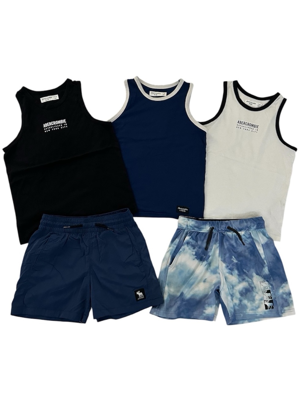 Abercrombie Kids Boy’s Tank & Shorts Set - Navy, Black, White, Blue Tie-Dye